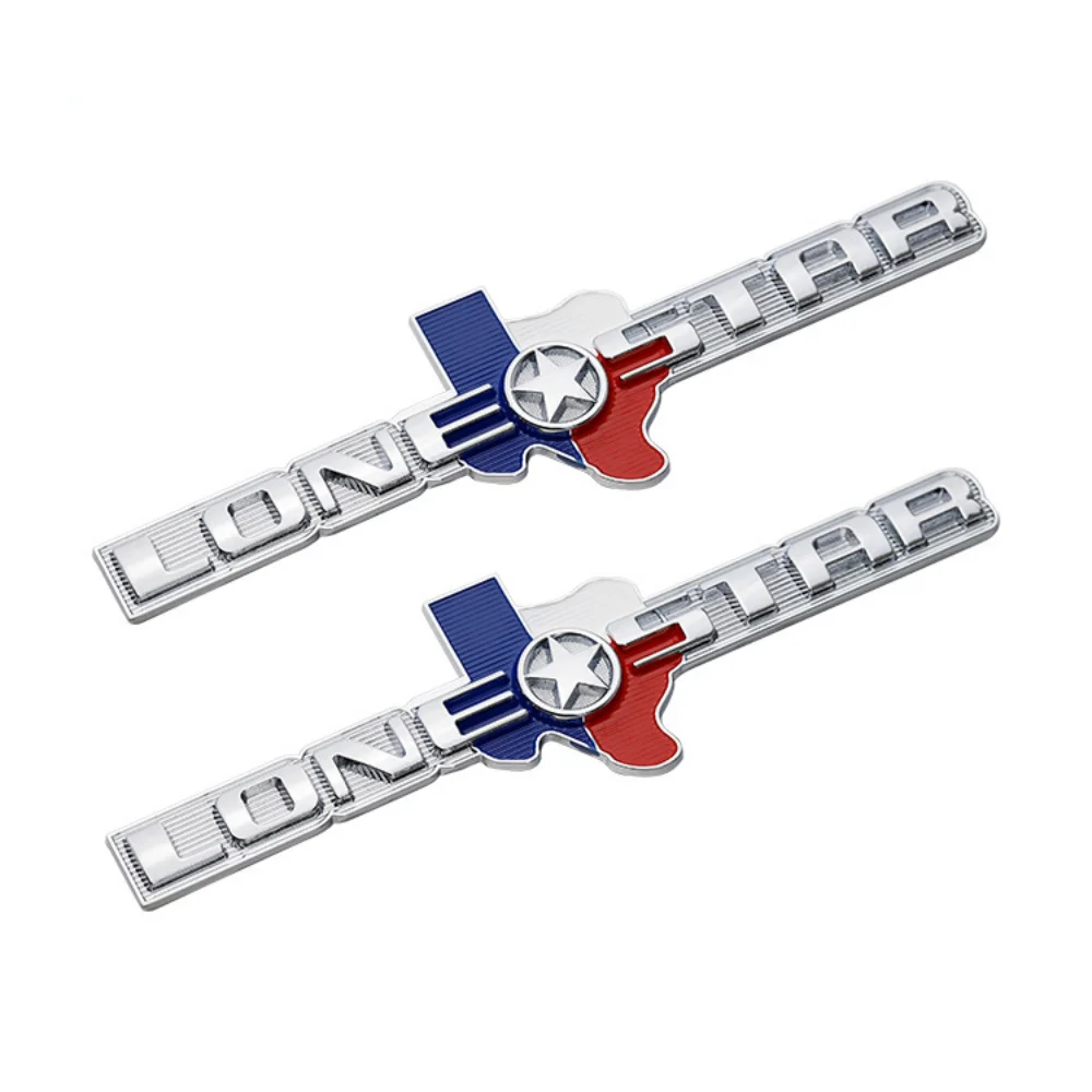 

2pcs Metal Chrome LONESTAR TEXAS Body Fender Side Door Emblem for Ram Titan Tahoe Silverado Sierra Cherokee Tundra Wrangler F150