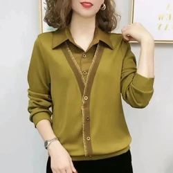Spring Autumn New Solid Color Fake Two Pieces Shirt Women High Street Button Patchwork Cardigan Elegant All-match Chic Tops
