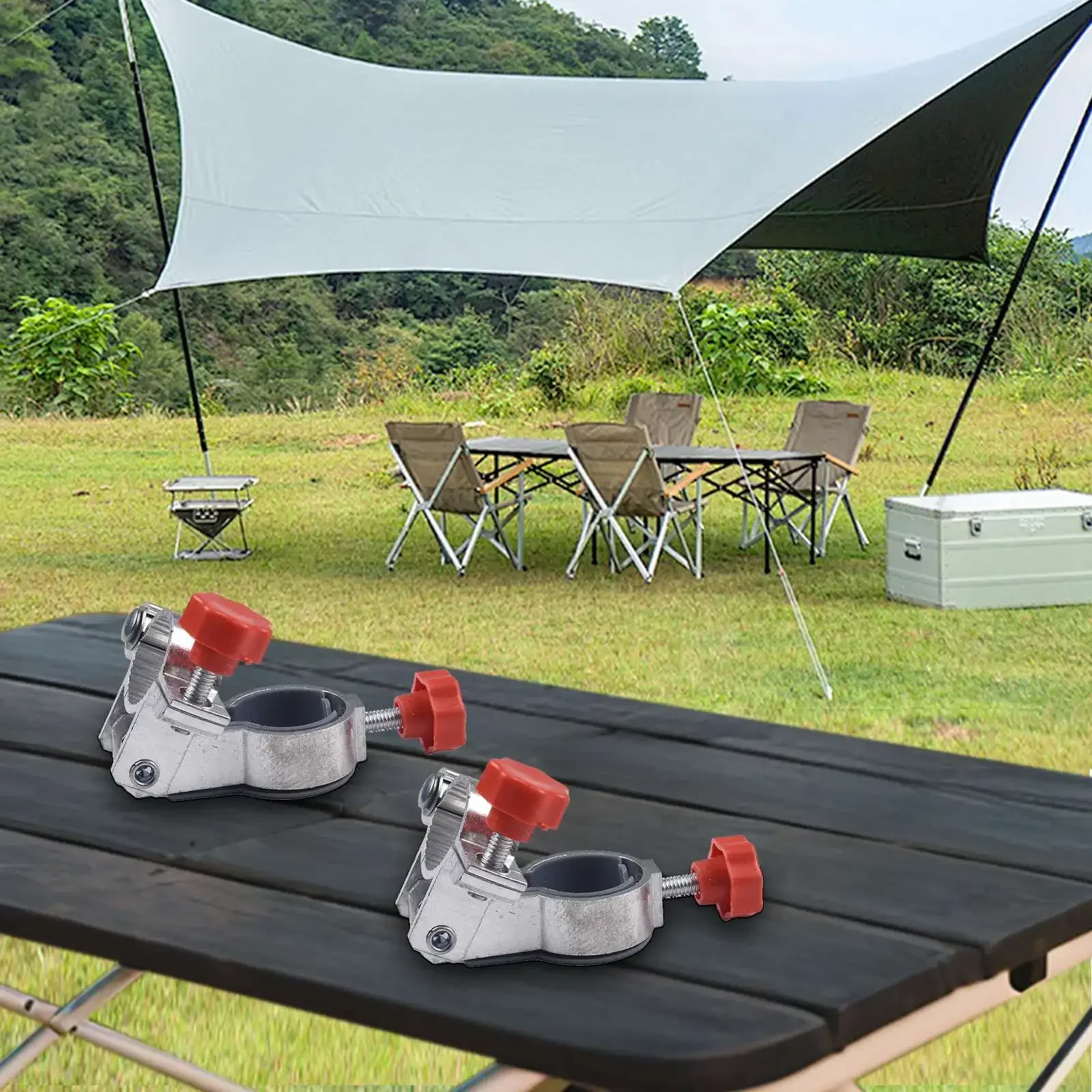 2Pc Clip Brackets Mount Holder Accessories Umbrella Stand Foldable Fixed Fishing Chair Outdoor Clamp Tools Accessories