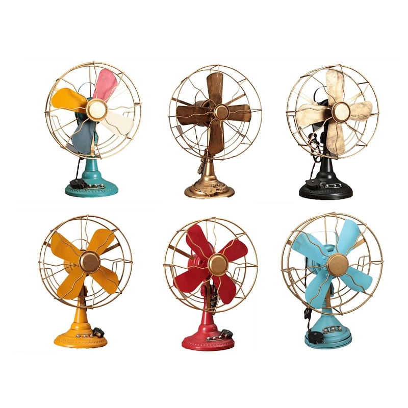 Simulation Electric Fan Vintage Model Crafts Bar Cafe Decoration Ornaments Photography Prop Retro Fan Furnishings