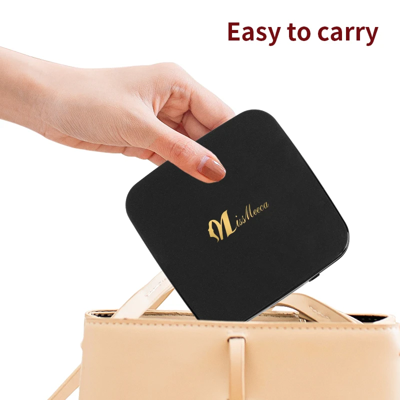 Missmeeca Compact Small Mini Gift Vanity Folding Led Lights Portable Hand Held Pocket Makeup Mirror 5X magnifying