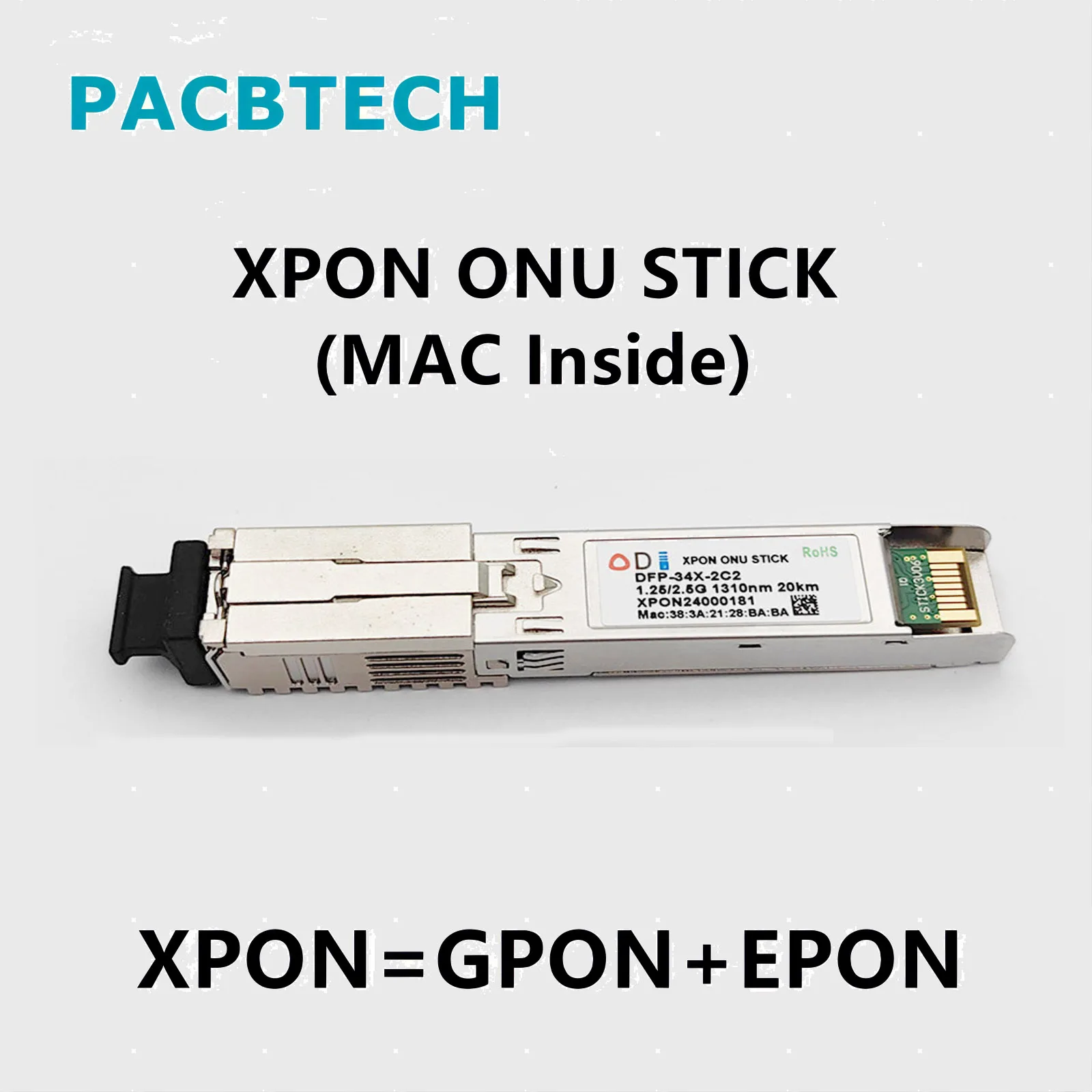 

V08 Xpon Stick for Router, 1.25G, 2.5G, XPON Stick, SFP ONU with MAC SC, PON STICK, EPON GPON XPON SFP ONU Stick MAC PPPoE