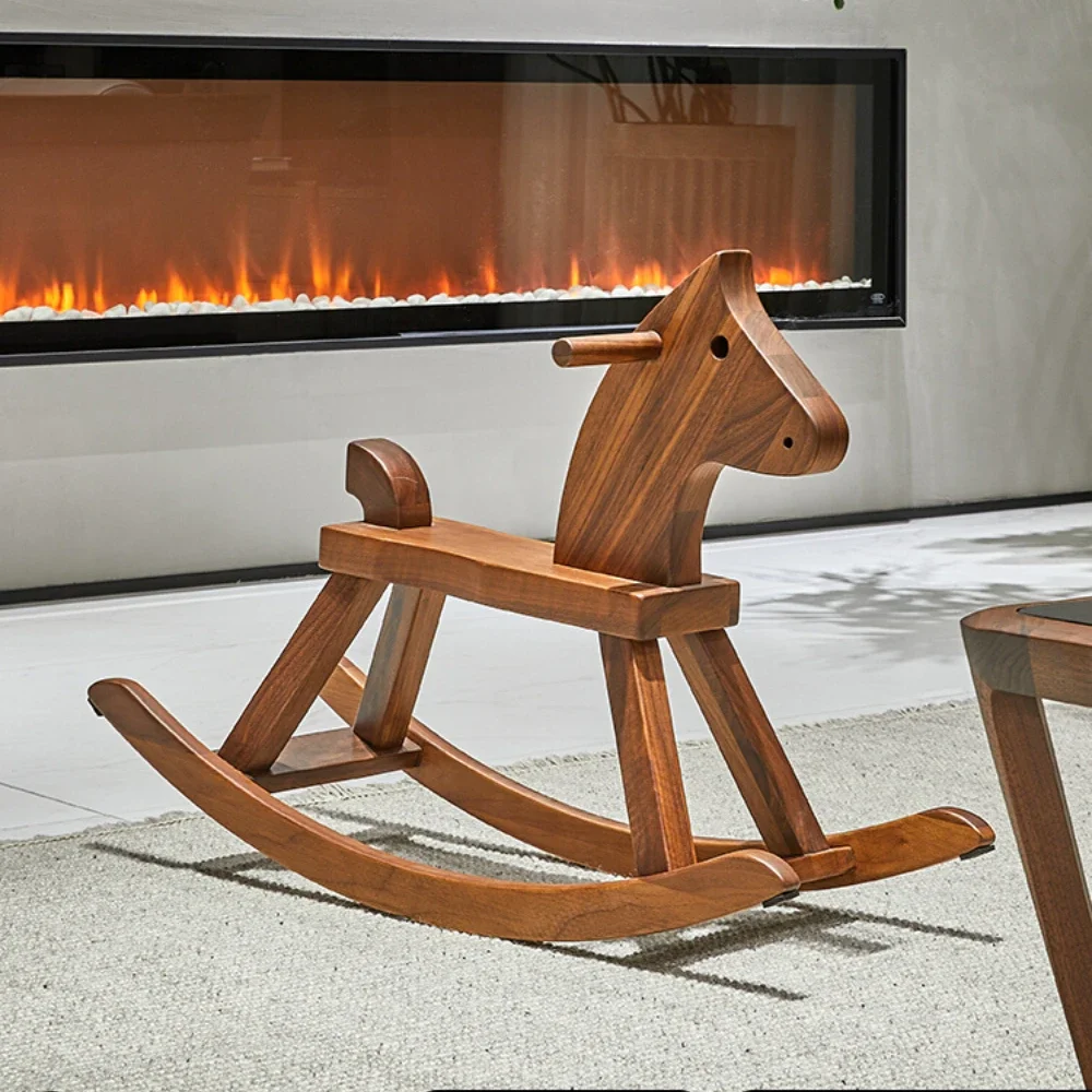 

Wooden Horse Wood Crafts Children's Rocking Horse Rocking Chair Wooden Horse Ornaments