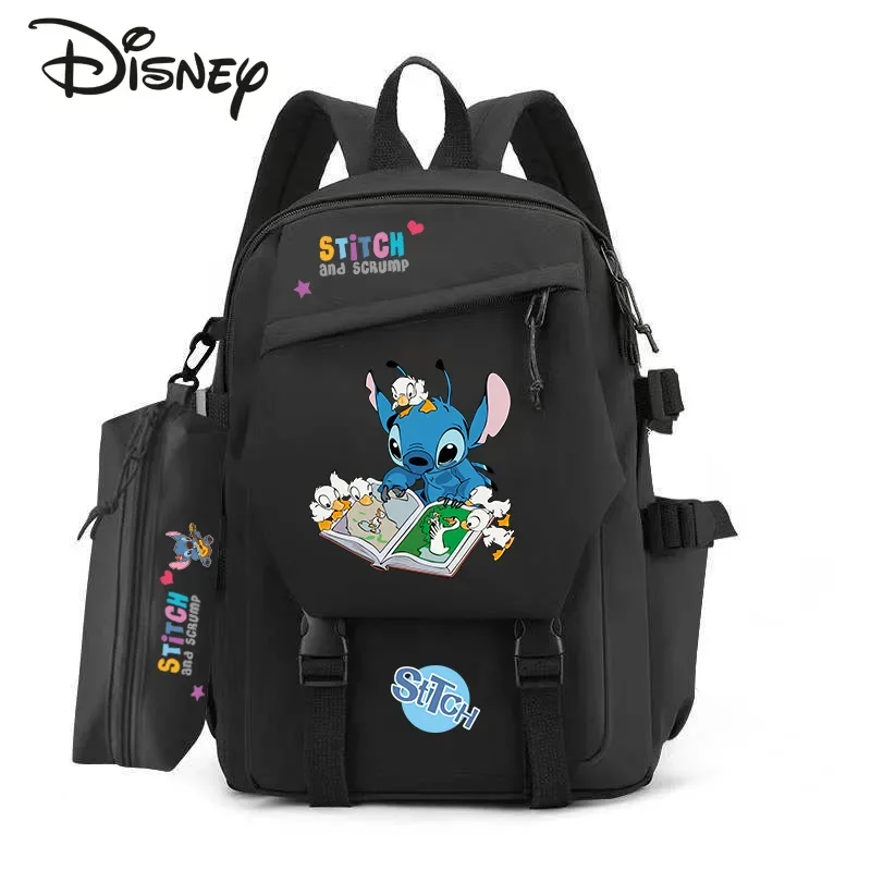 Disney Stitzer New Unisex Backpack Fashionable High Quality Student School Bag Versatile Large Capacity 2-Piece Backpack Set