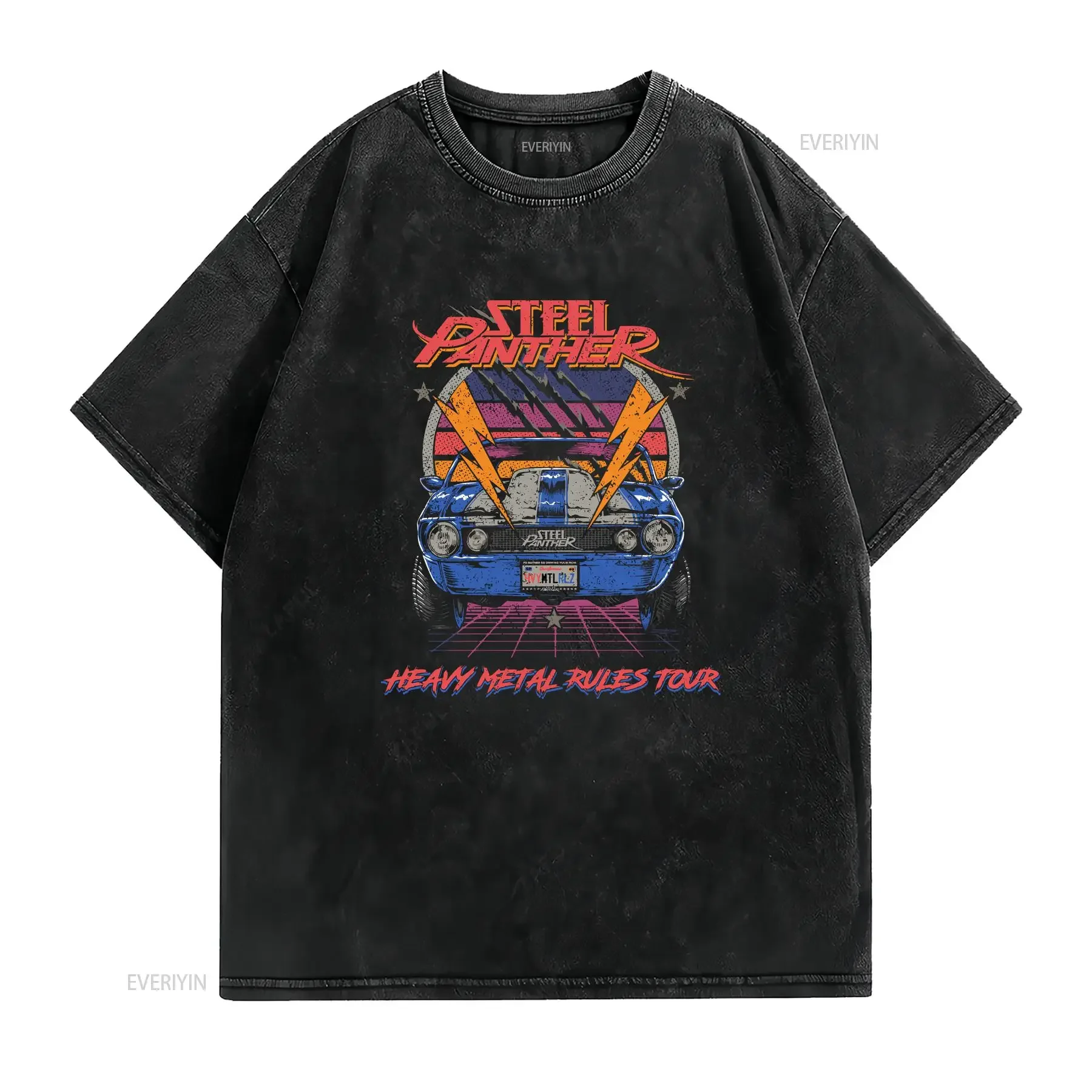 تي شيرت Steel Panther Tour Vintage Rock Band Merch Metal Heavy Cotton Vintage ملابس الشارع الشهير الأنيقة للجنسين