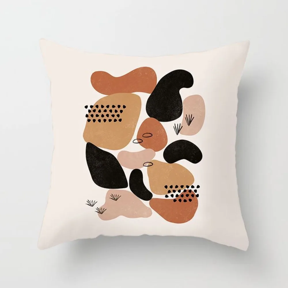 Creative Print Geometric Pillowcase Suede Material Colorful Design Decorative Pillowcase Abstract Pattern Peach Design
