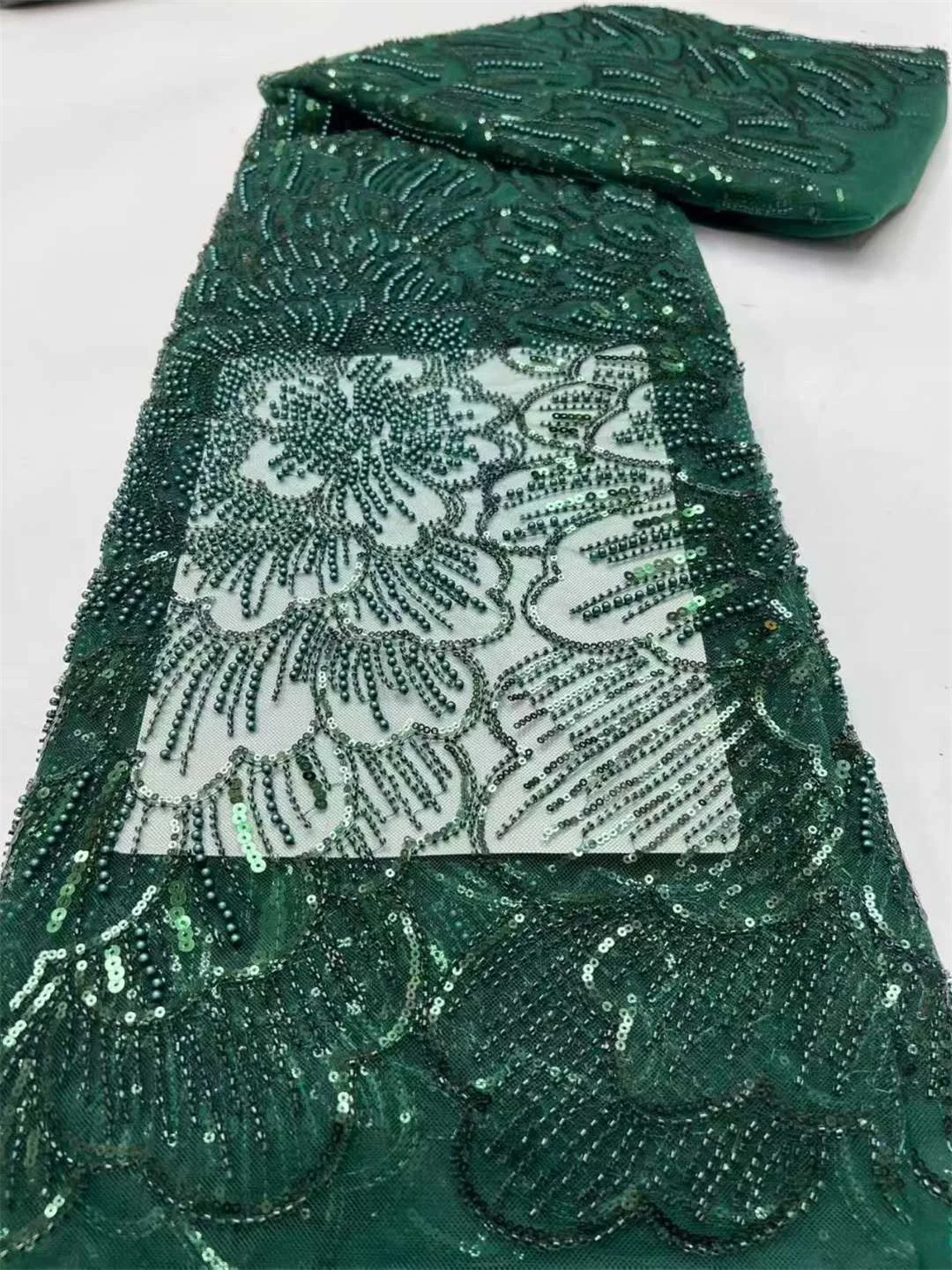 

Африканская кружевная ткань с бисером 2026, высокое качество, французская нигерийская сетчатая кружевная ткань с вышивкой и блестками, шитье свадебного платья