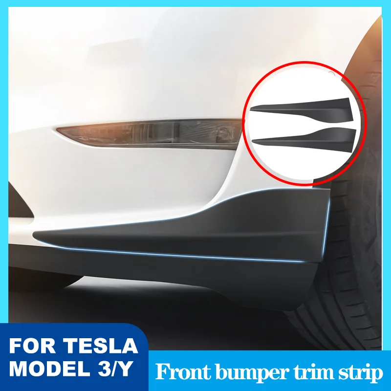 

For Tesla Model Y Car Front Bumper Anti-Collision ABS Front Bar Protective Cover Front Corner Lip Protection Covers