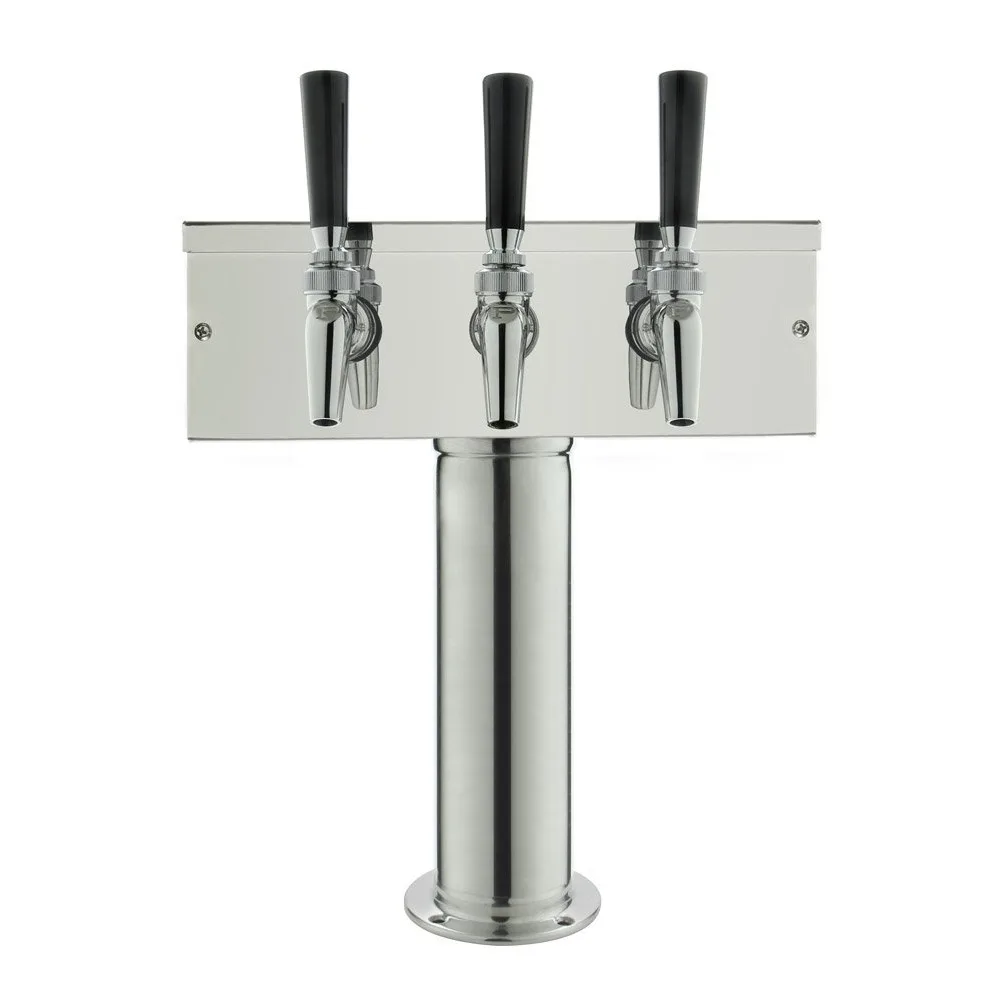 

TTOW-3S-630 Polished Stainless Steel T-Style 3 Faucet Draft Beer Tower with Per Lick 630SS Faucets