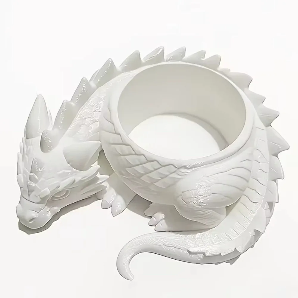 Artistic 3D Printed Sleeping Dragon Planter Resin Mini Planter Pot Handcrafted Texture Office Desk Decor Succulent Pot Home