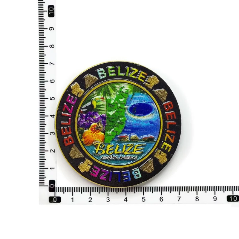 

Belize Map Characteristic Refrigerator Magnet Creative Round Disk Travel Souvenir 3D Magnetic Sticker Unique Gift