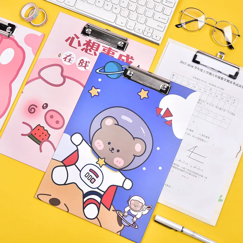 A4 Clipboard Cute Cartoon Bunny Puppy Bear Clippard Folder Kawaii File Test Paper Clip Board Lovely Nurse Clipboard Student