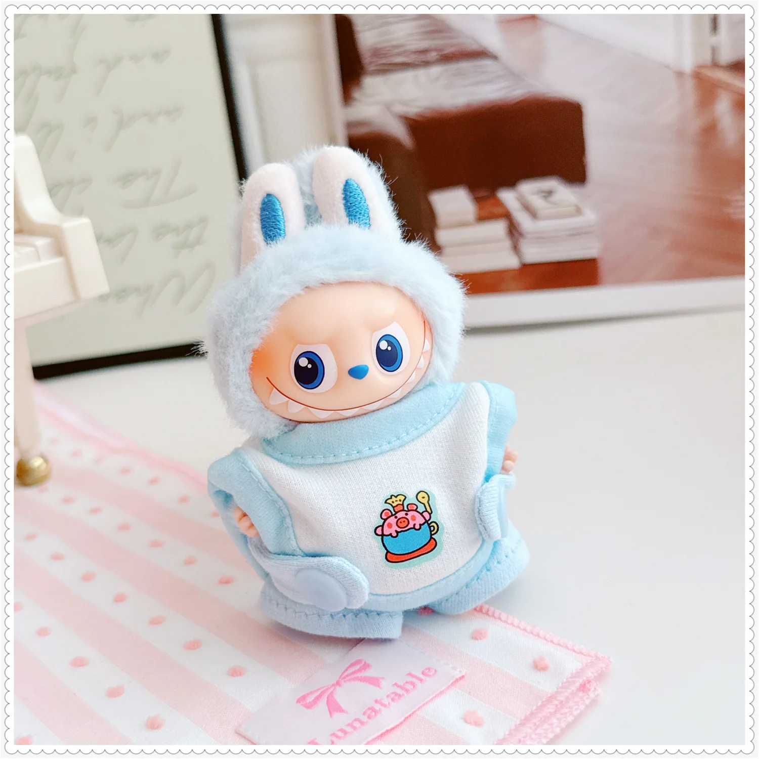 For 10cm Labubu Accessories Baby Coverall Crawling Clothes Labubu Clothing Dolls 4.0 Designer Original DIY Plush Toys Decoration