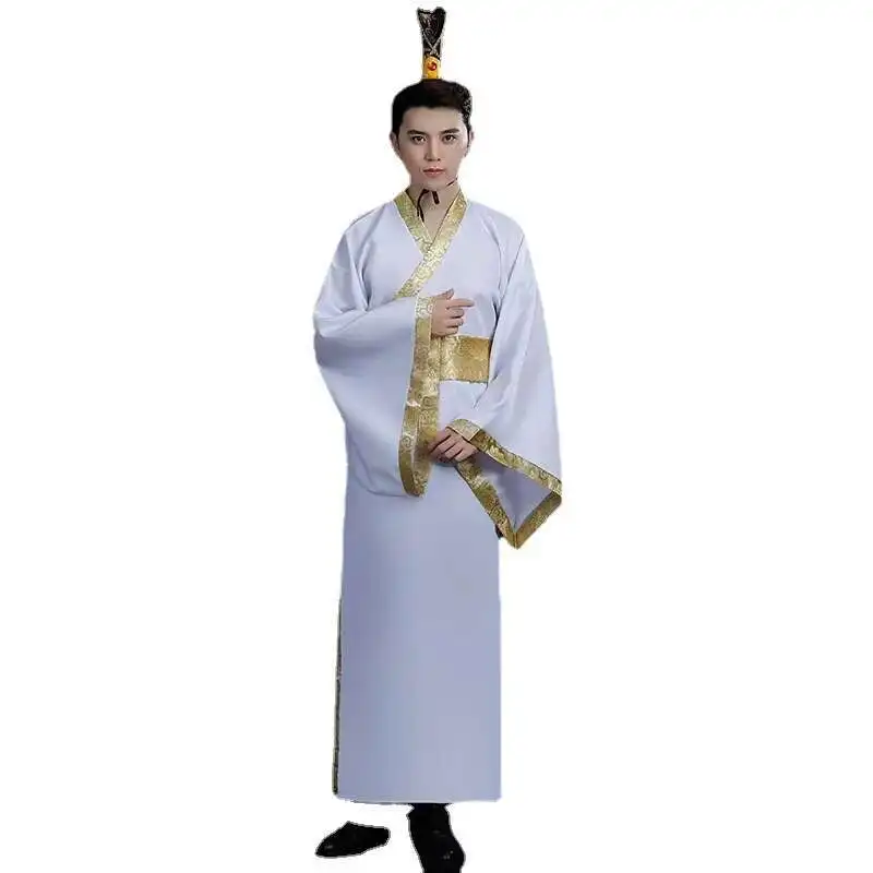 

Ancient Chinese Costume Men Traditional Chinese Dance Clothing for Women Long Sleeve Hanfu Satin Robe Dress Boy Qing Dynasty