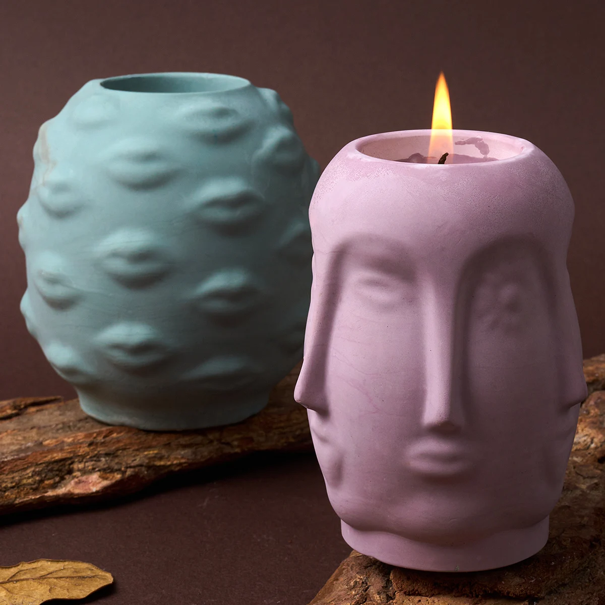 Abstract Face Candle Jar Silicone Mold DIY Handmade Flowerpot Plaster Resin Srorage Box Casting Molds Home Decor Craft Gifts