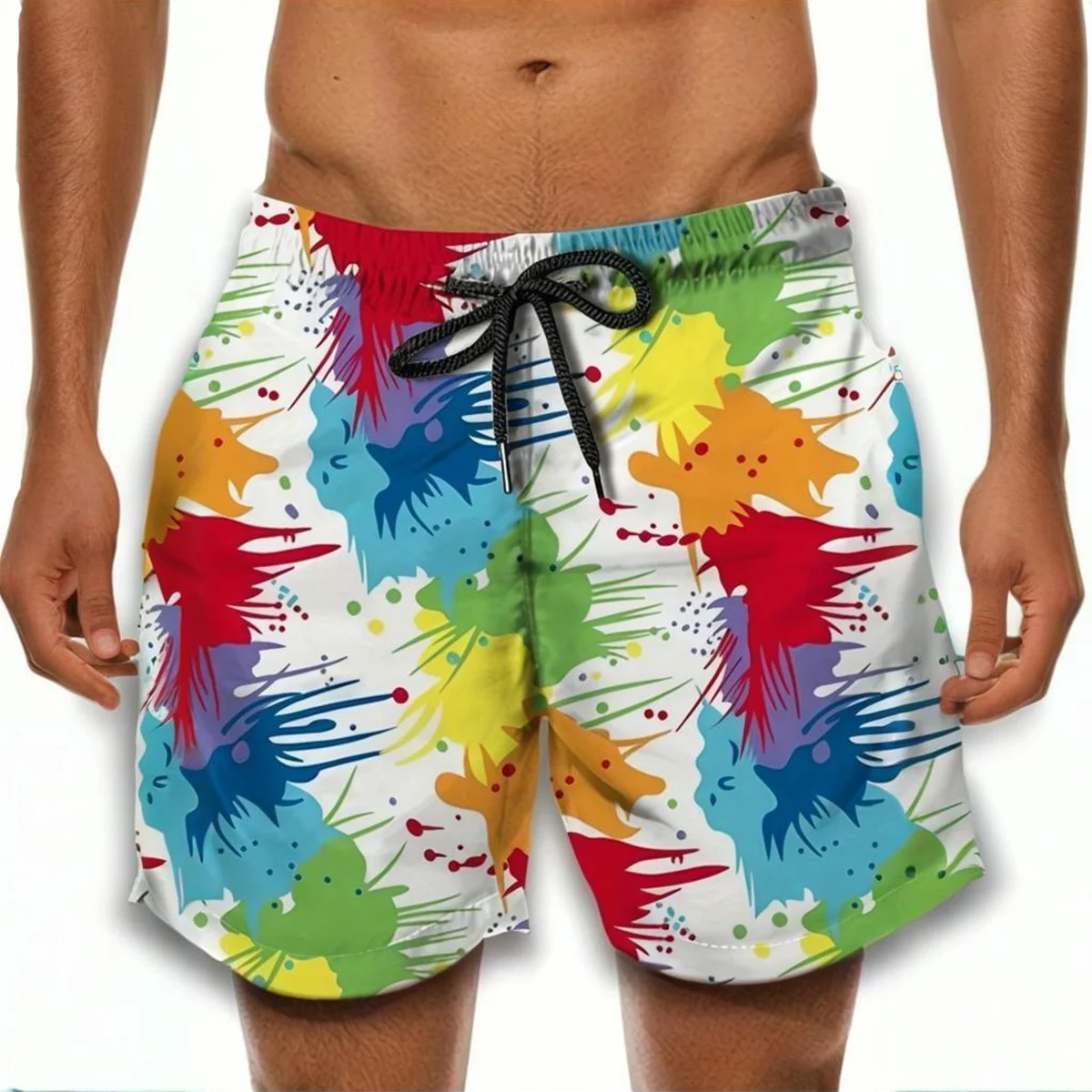 

Men's Summer Surf 3D Graffiti Shorts - New Harajuku Style Personalized Print Swim Trunks Trendy Beach Pants
