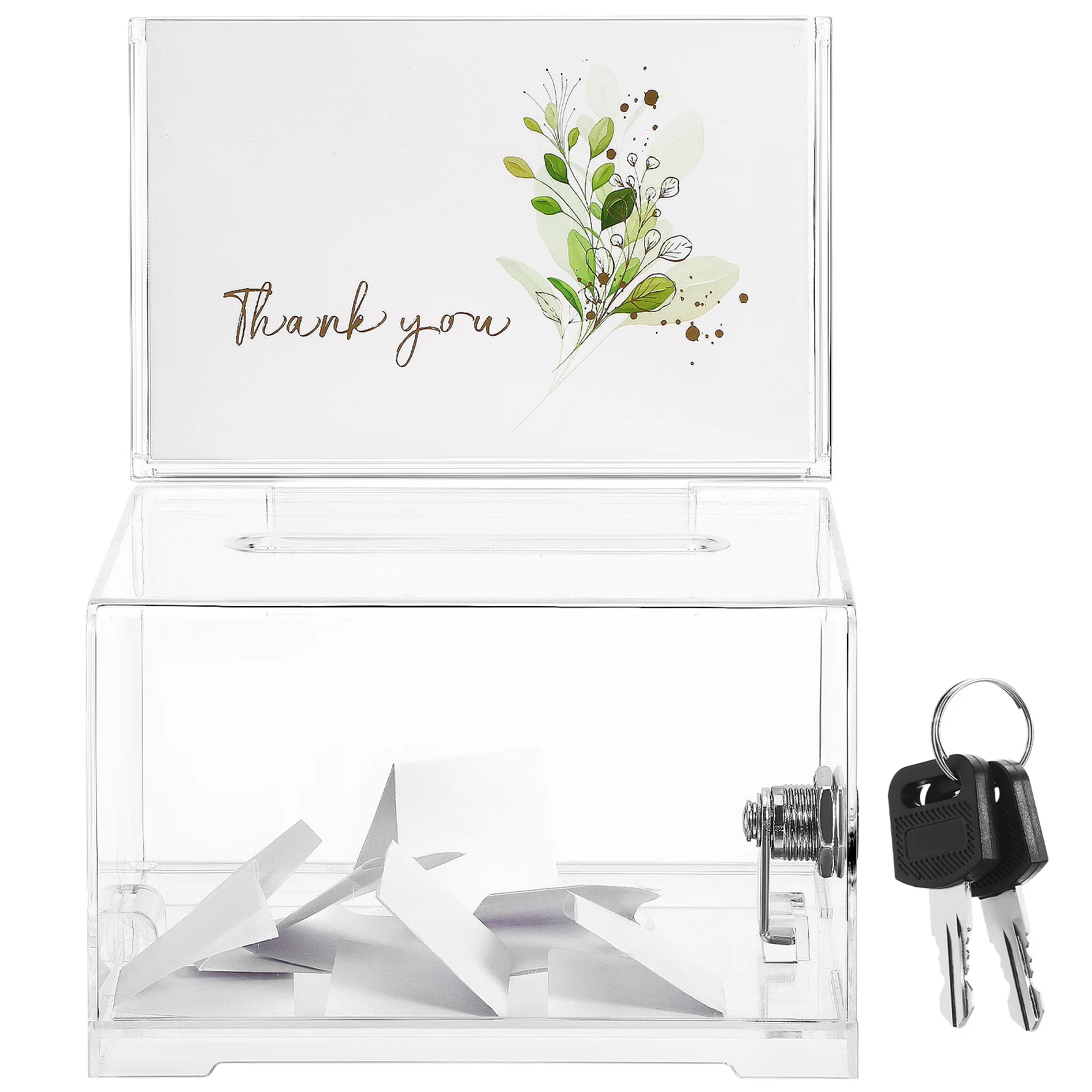 Clear Lockable Donation Box Acrylic for Charity Fundraising Voting Raffle Tickets Ballot Suggestion Drop Container