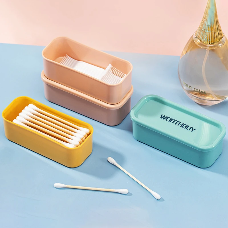 Portable Cotton Swab Box Travel Dental Floss Holder Case Sundries Organizer Box Dust-proof Wire Earphone Cable Storage Box