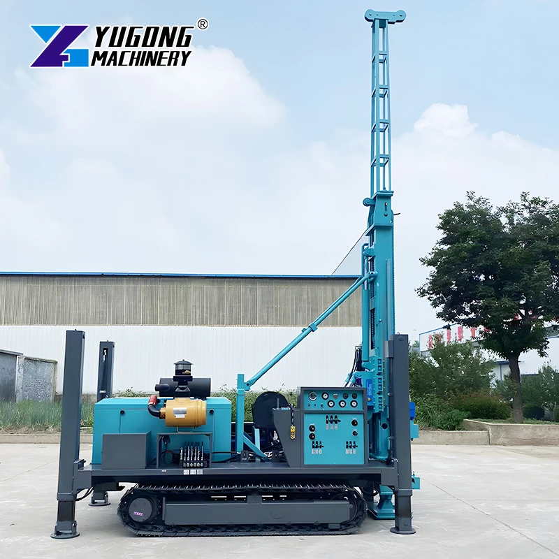 Dual Water Air Rotary Rig Hydraulic Steel Tracks Powerful Off Road Capability Customized for Deep Water Well Geothermal Drilling