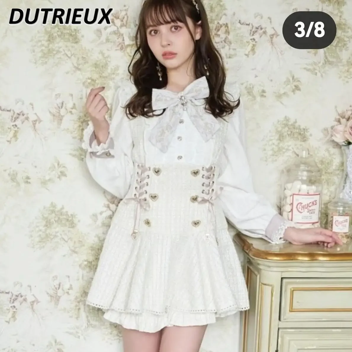 Autumn and Winter Japanese Mine Series Mass-produced Doll Collar Waist Long-sleeved Dress and Shorts Sweet Girls Two Piece Set