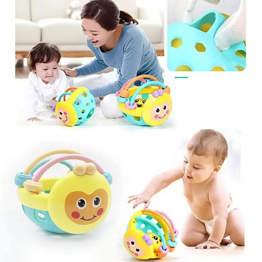 1Pcs Neue Bee Form Weiche Zahnen Spielzeug Neugeborenen Frühen Bildungs Kunststoff Hand Glocke Entwickeln Infant Touch Hand Greifen Ball