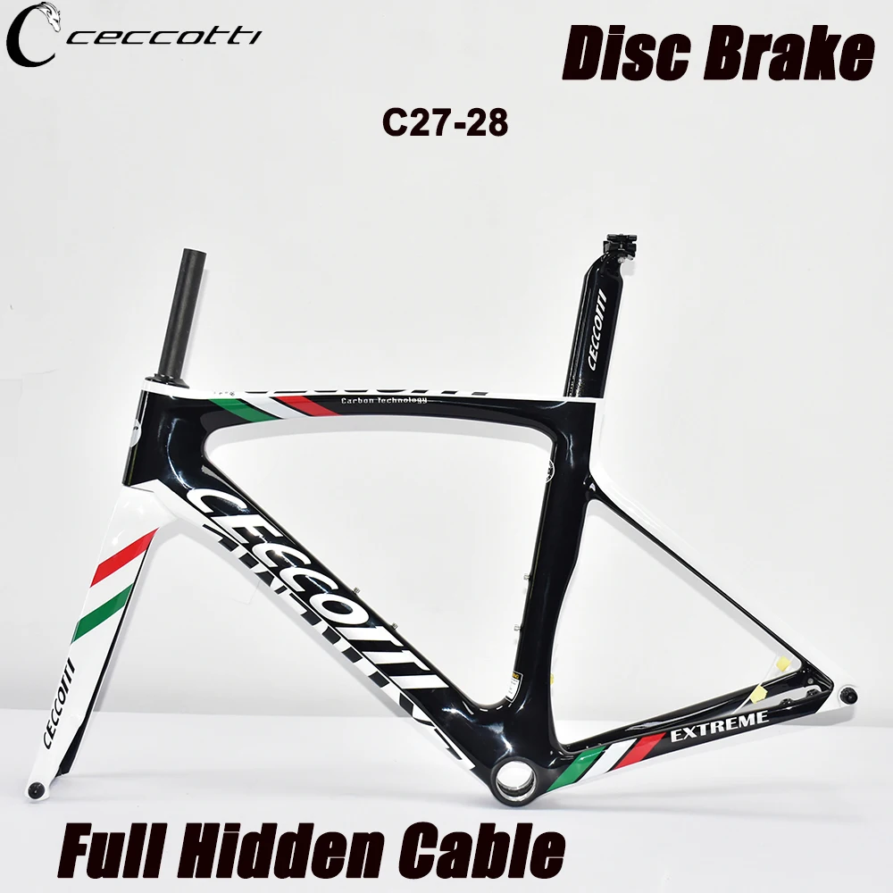 CECCOTTI Carbon Road Bike Frame, 700C X 30C, Full Carbon Internal Cable Bicycle Frameset