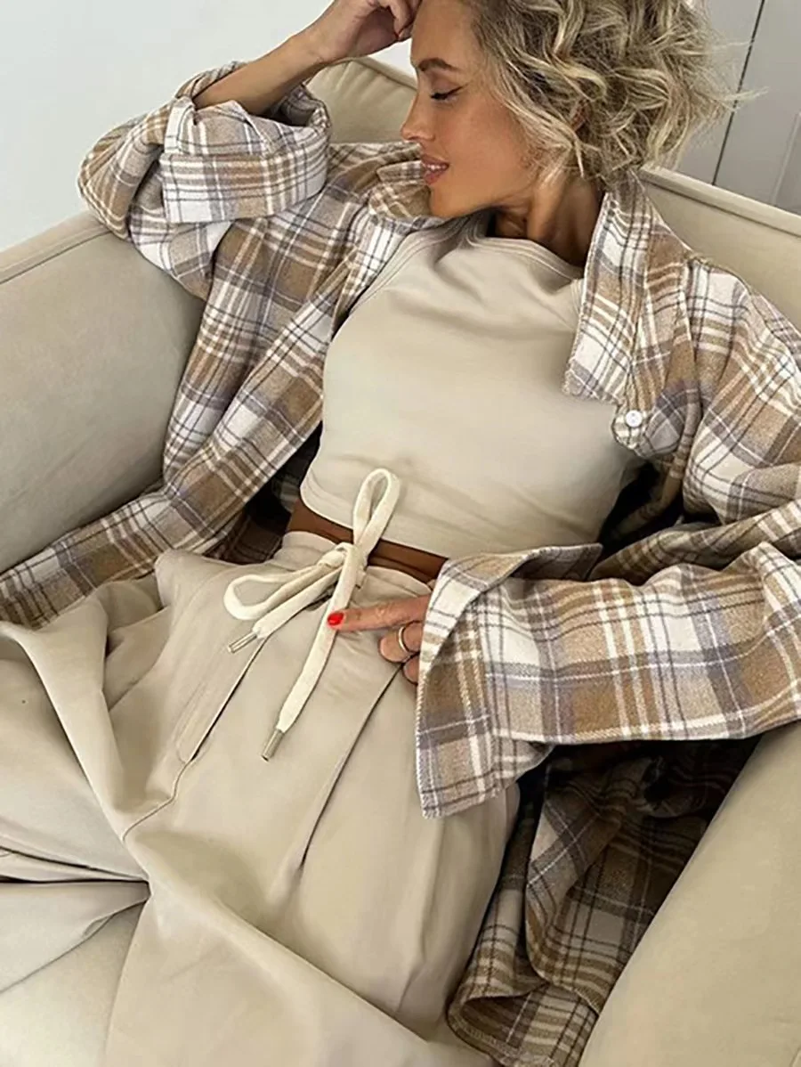 Faionable خمر منقوشة irt طويلة Sve طوق فضفاض المرأة Busin عادية irt منتصف طول تصميم ألف خط #4