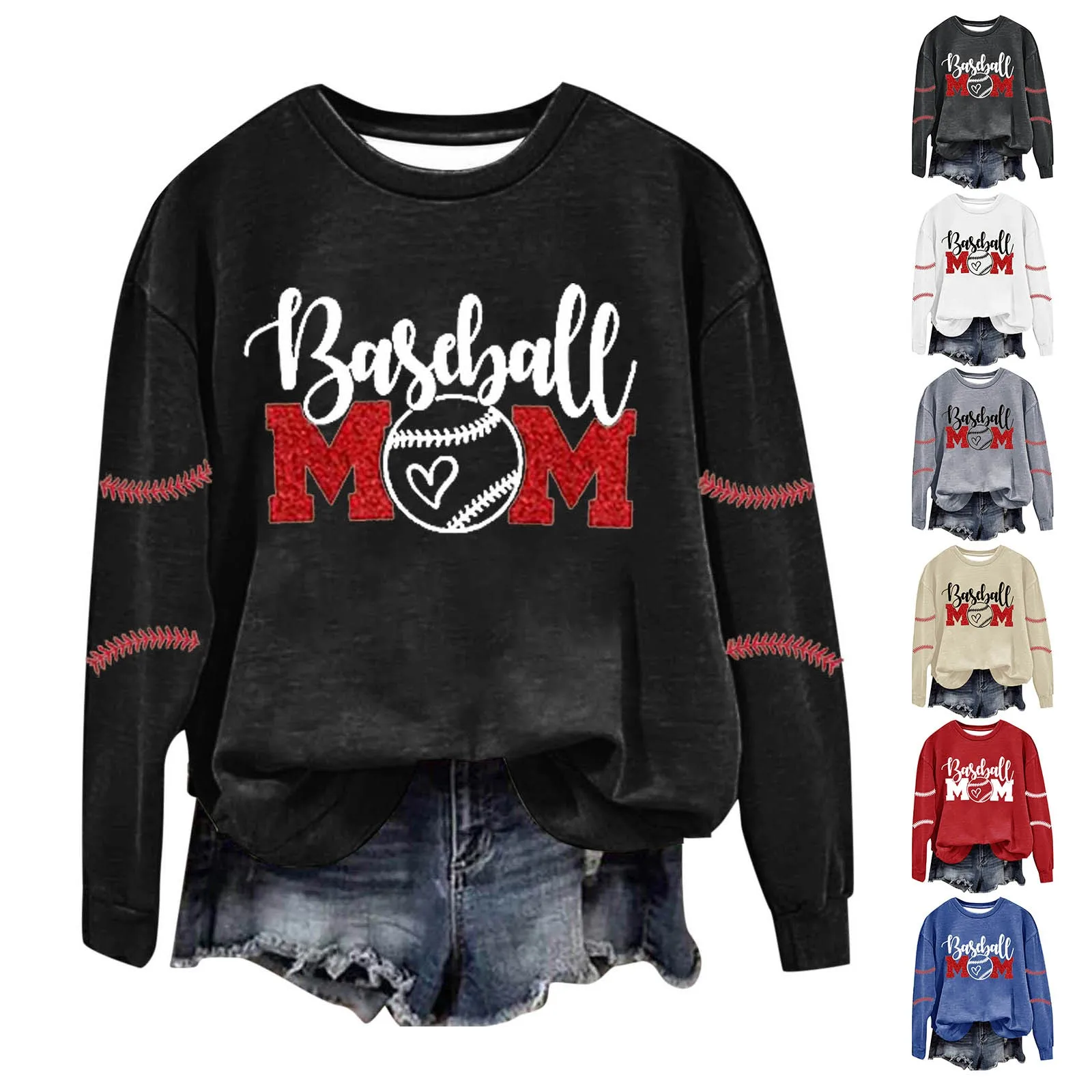 

Women's Baseball Printed Crew Neck Multi Color Multi Size Crew Neck Hoodies Jacket Women Athletic Wear Hoodie Fleece Set
