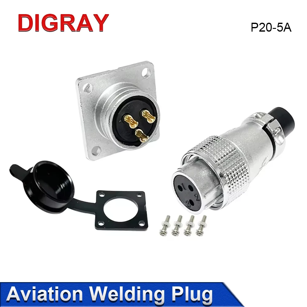 DIGRAY 1Pcs P20 Aviation Connector - Male/Female 3 Pin Plug Outer Sleeve Cable Plug