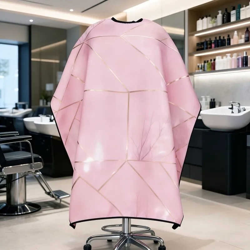 Red Texture Style Hair Salon Robe Breathable Non Stick Hair Cutting Apron Barber Shop Cloak Tools Hairdressing Workwear Hat