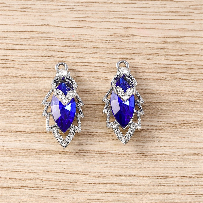 10 Stück 13 x 26 mm modische bunte Kristallbaum-Blatt-Charms-Anhänger für Schmuckherstellung, Halsketten, Ohrringe, Armbänder, DIY-Handwerk, Geschenk – Detail 9