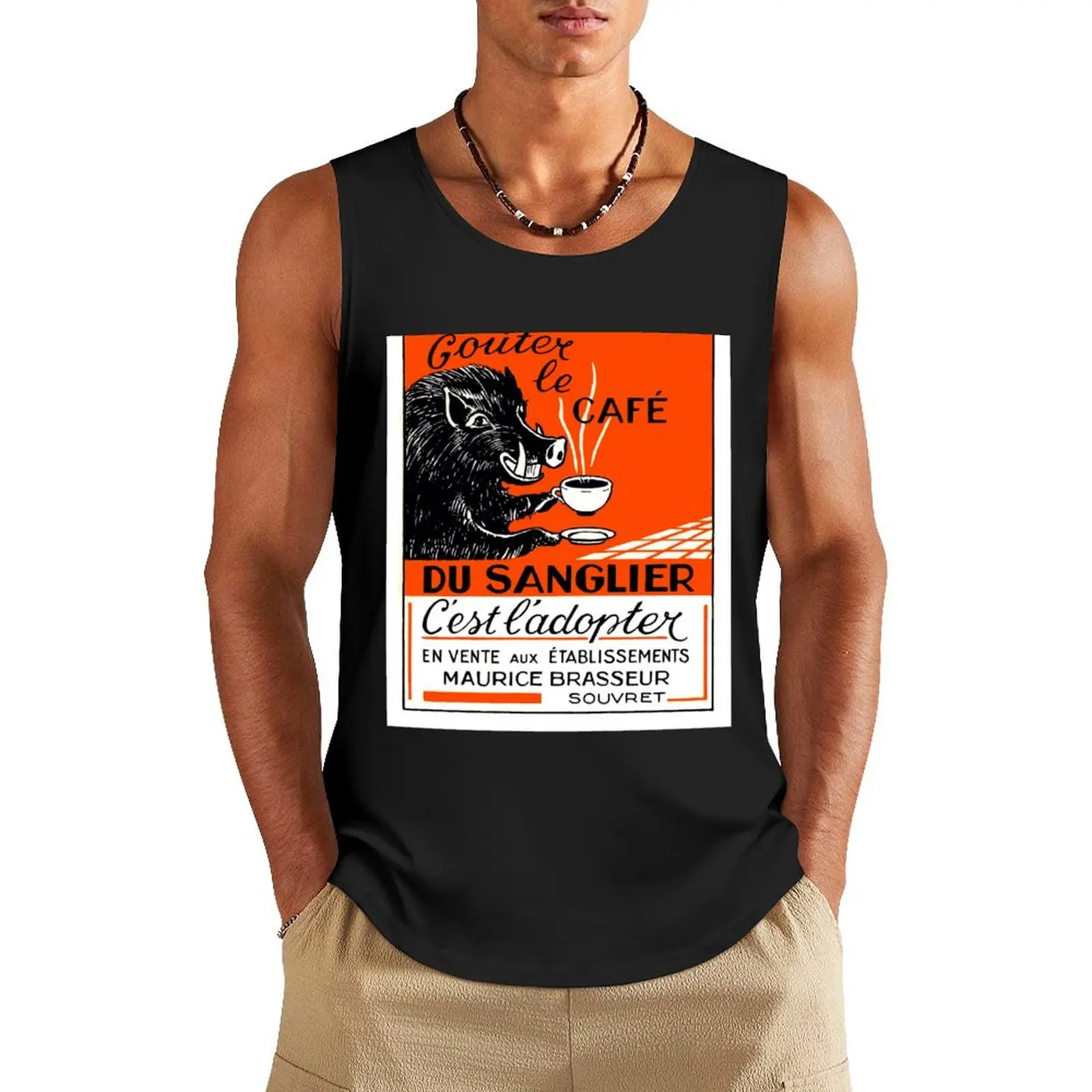 

Antique Belgian Coffee Boar Advertising Poster Tank Top t-shirts man t-shirt Men's gym t-shirts Men's t-shirts