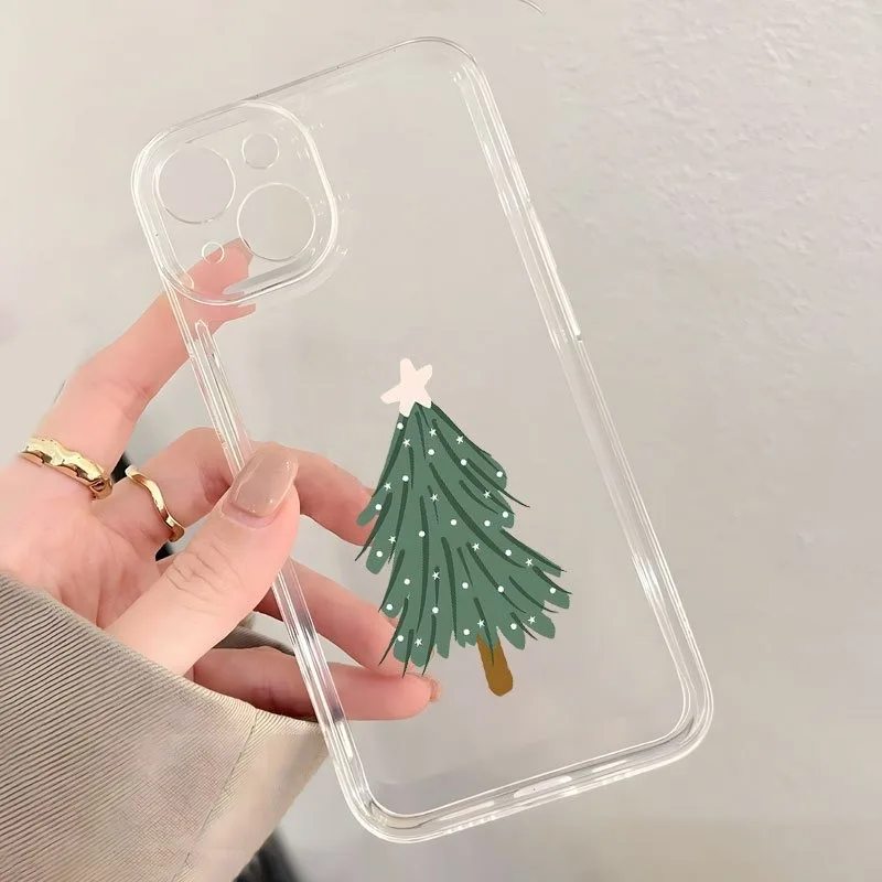 حافظة هاتف Tpu شفافة عصرية جديدة مع تصميم شجرة عيد الميلاد الخضراء، مناسبة لهاتف iPhone 17 Air Pro Max، iPhone 16، 15، 14، 13، 12، 11، Xs، Xr، X، 7، 8، 12/13 Mini Plus Pro Max Se. مثالية كهدية لأعياد الميلاد/العطلات/الأسرة/الأصدقاء/الشرفيين
