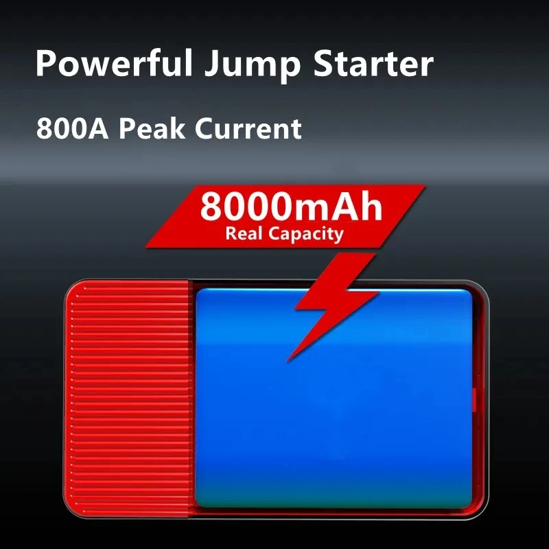 New 12V 800A 8000mAh Car Jump Starter Emergency Battery Booster Multifunction Portable Power Bank Laptop Charger Auto Starter