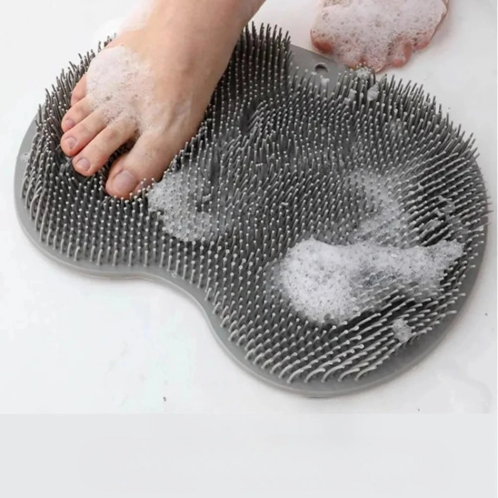 Shower Foot Scrubber Mat Back Washer Exfoliating Bath Wash Pad Wall Mounted Slip Suction Cups for Use in Cleaner Men and Women