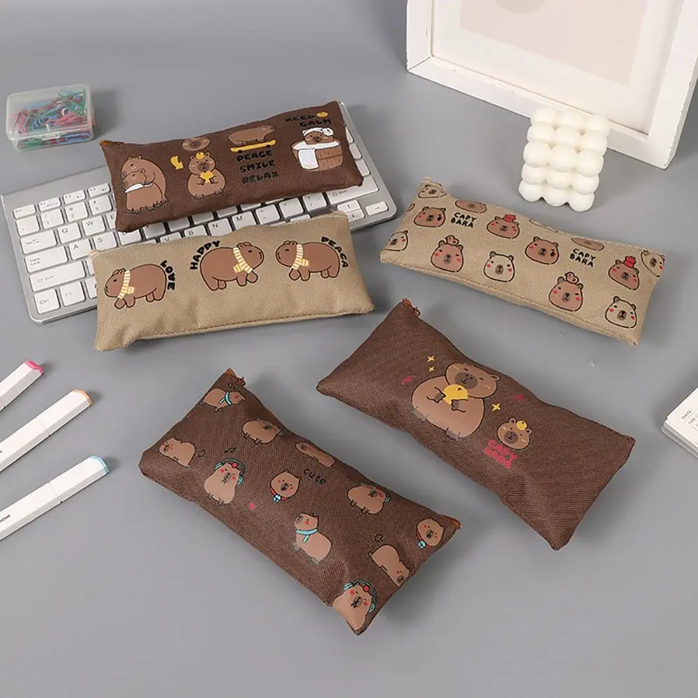 Cartoon Capybara Stationery Storage Bag Large-capacity Multi-function Pen Bag Portable Pencil Case