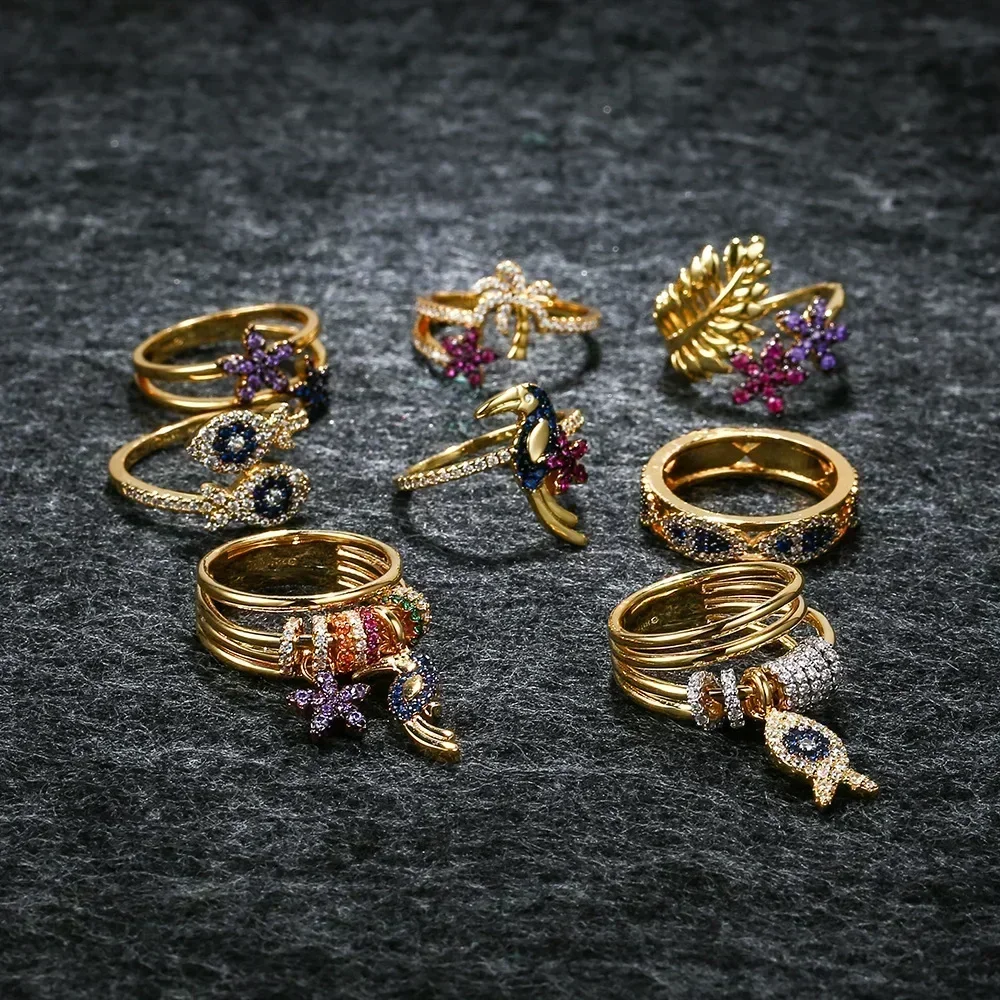 LI KI High Quality 925 Silver Rainforest Toucan Ring Personalized Versatile Stylish Elegant  Jewelry Gifts For Friends