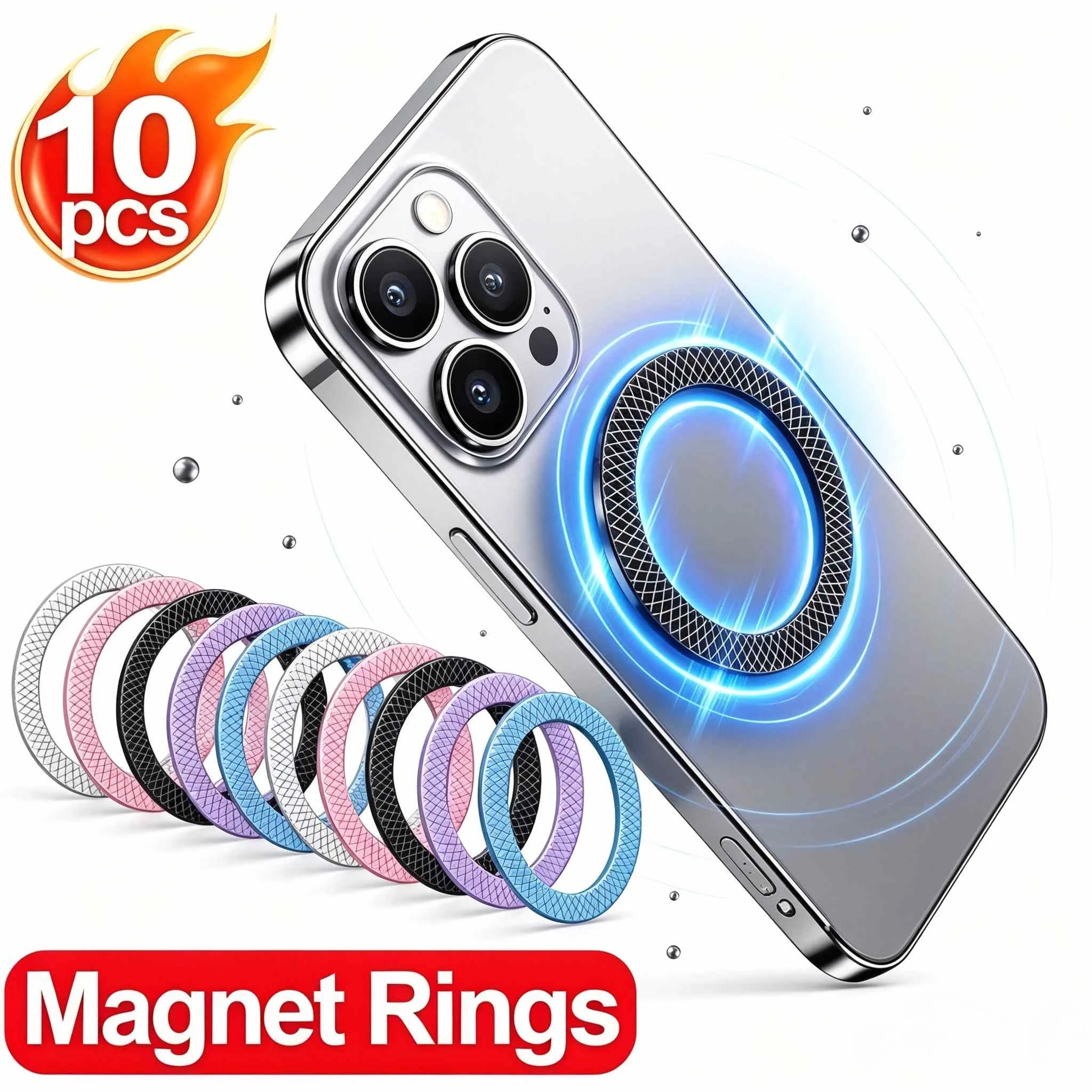 1-10Pcs Magnetic Plate Rings for MagSafe Wireless Charger Iron Sheet Sticker Magnet Car Phone Holder for IPhone Xiaomi Samsung