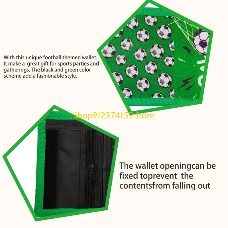 

G5AE Football Print Neck Childrens Small Wallet Purse with Zippered Coin Pocket