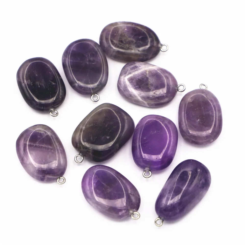 

Hot New Fashion Natural Stone Amethyst Irregular Pendants Charms for Women Jewelry Necklace Making 20pcs Shopping Online India