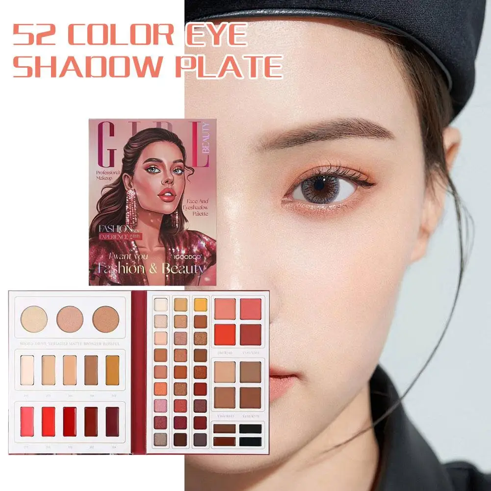 High-End 52 Farben multifunktion ale Lidschatten-Palette Lippenstift wasserdicht erröten schimmern matt Kosmetik mak Concealer Perle t9q4