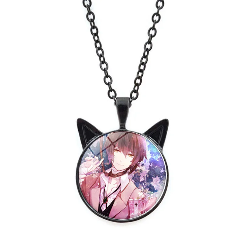 Osamu Dazai Ryunosuke Akutagawa Popular Anime Secondary Peripheral Jewelry Necklace Black Cat Ear Pendant Fashion Cool Jewelry