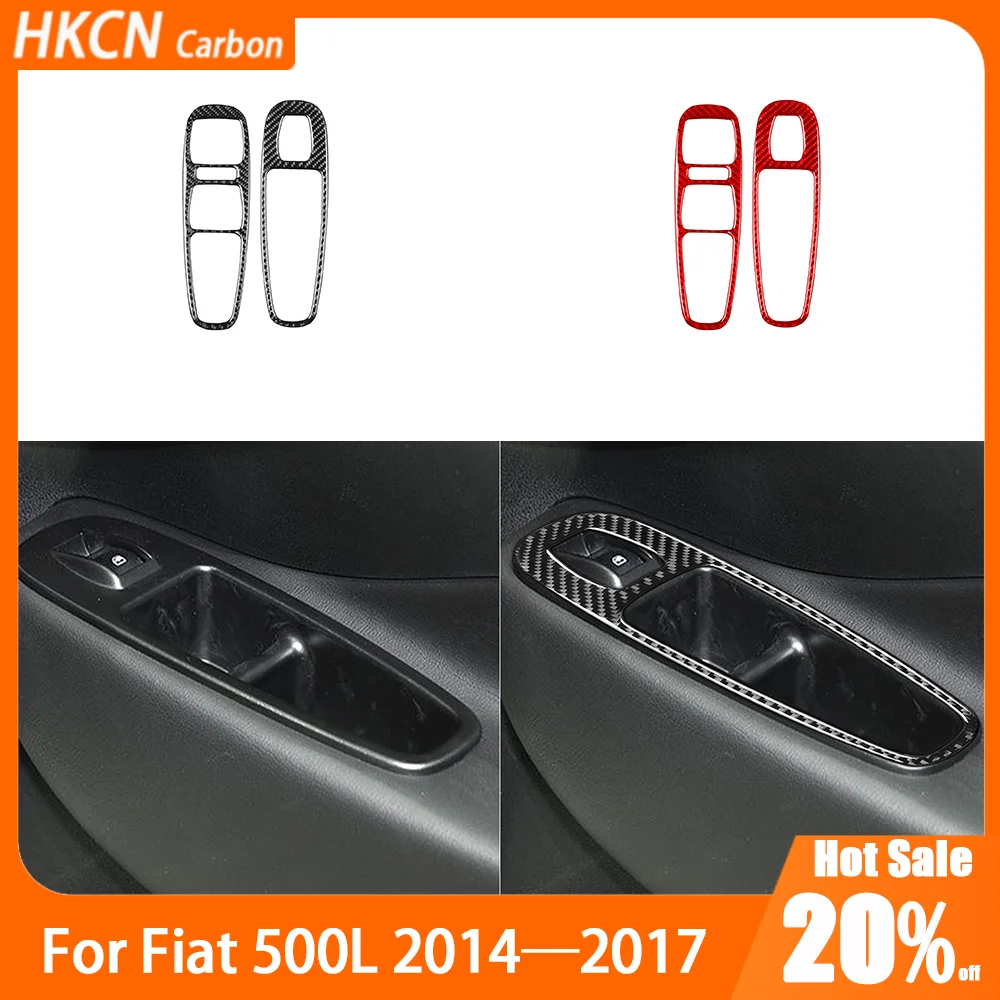 

Carbon Fiber Front Door Window Switch Lifting Panel Car Accessories Interior Cover Trim Modified Sticker For Fiat 500L 2014—2017
