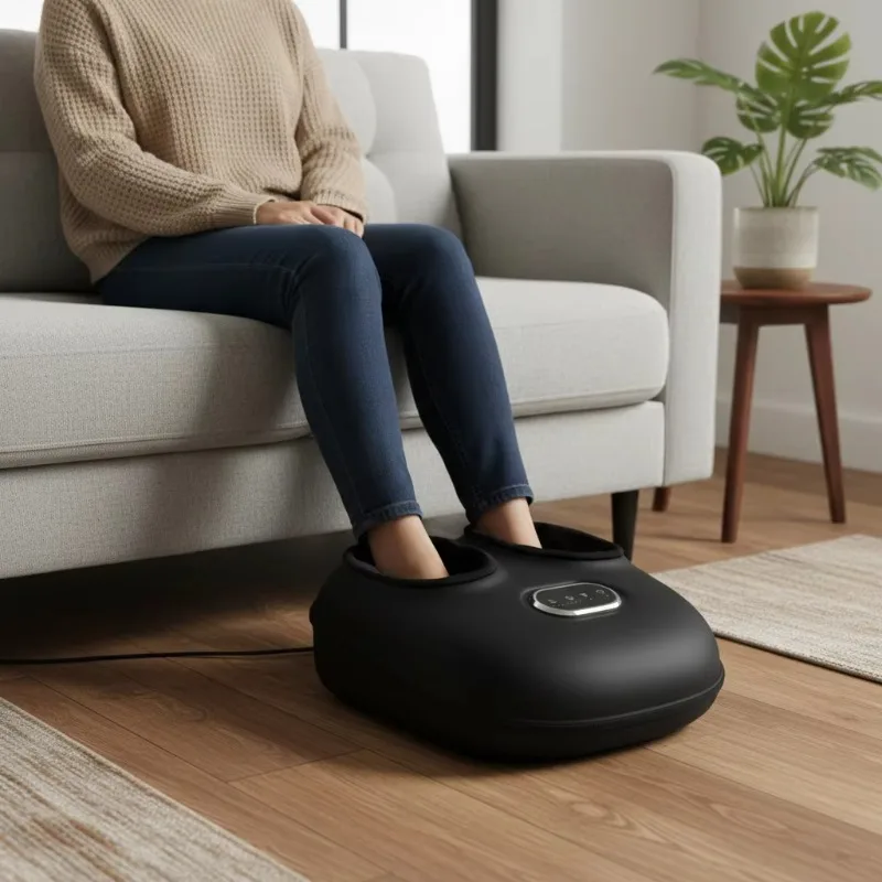 Air Compression Foot Massager Deep Kneading Shiatsu Roller With Heating Therapy For Full Feet Relaxation