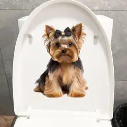 MT16# Yorkshire Terrier Wall Sticker Bathroom Toilet Decor Living Room Decoration Water-proof Decal