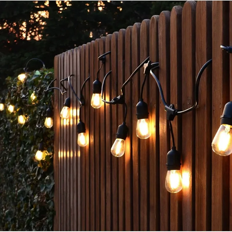 Patio String Light IP65 Waterproof S14 Dimmable Shatterproof Light Emitting Diode Bulb Party Backyard Cafe Bistro Outdoor Light