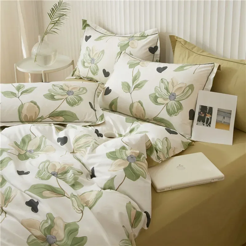 

2024 new 13376 cotton flower light luxury four-piece quilt cover bed sheet pure cotton double bedding wholesale