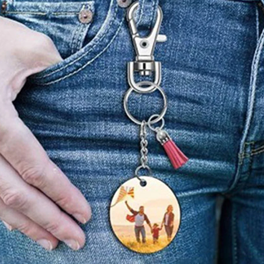 40Sets Sublimation Keychain Blanks DIY Customizable Pendants Tassels Craft Supplies Durable Portable Long Term Use