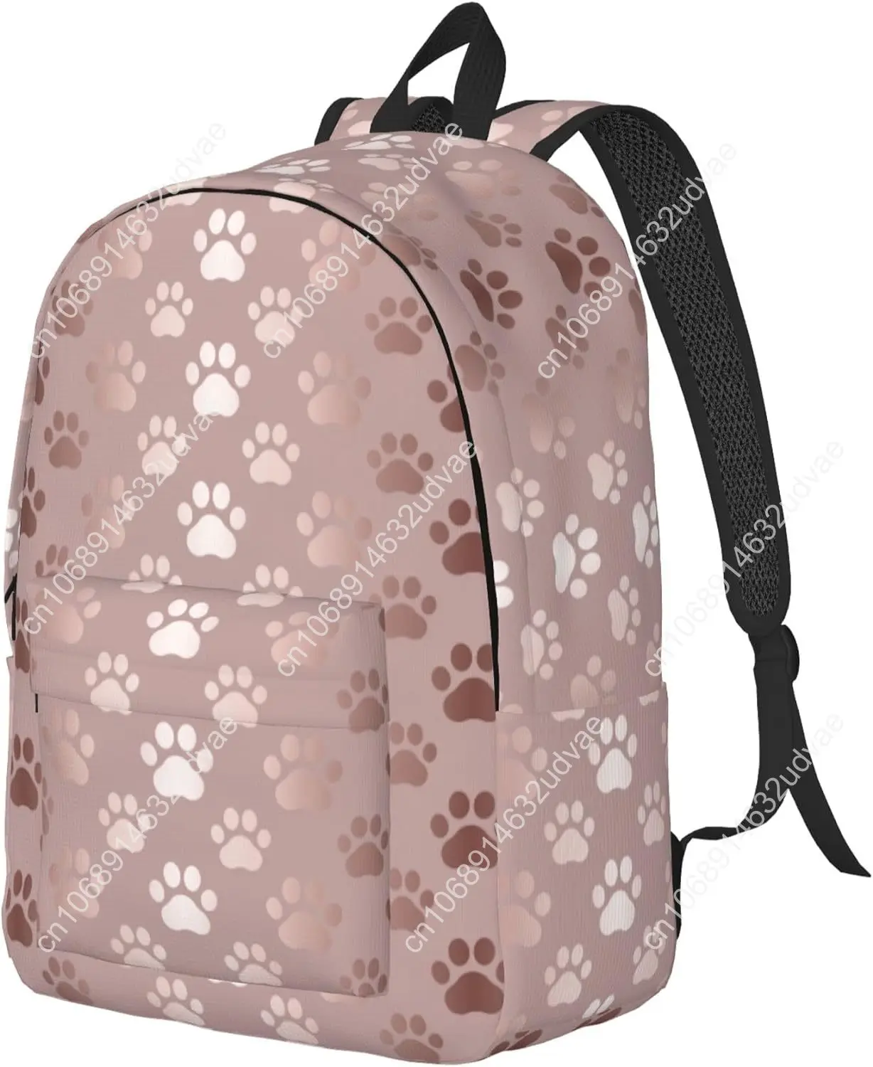 Rose Gold Dog Paw Animal Print Laptop Rucksack Work Bookbag Casual Daypack for Women Men Boy Girl Student Travel Hiking 16 Inch