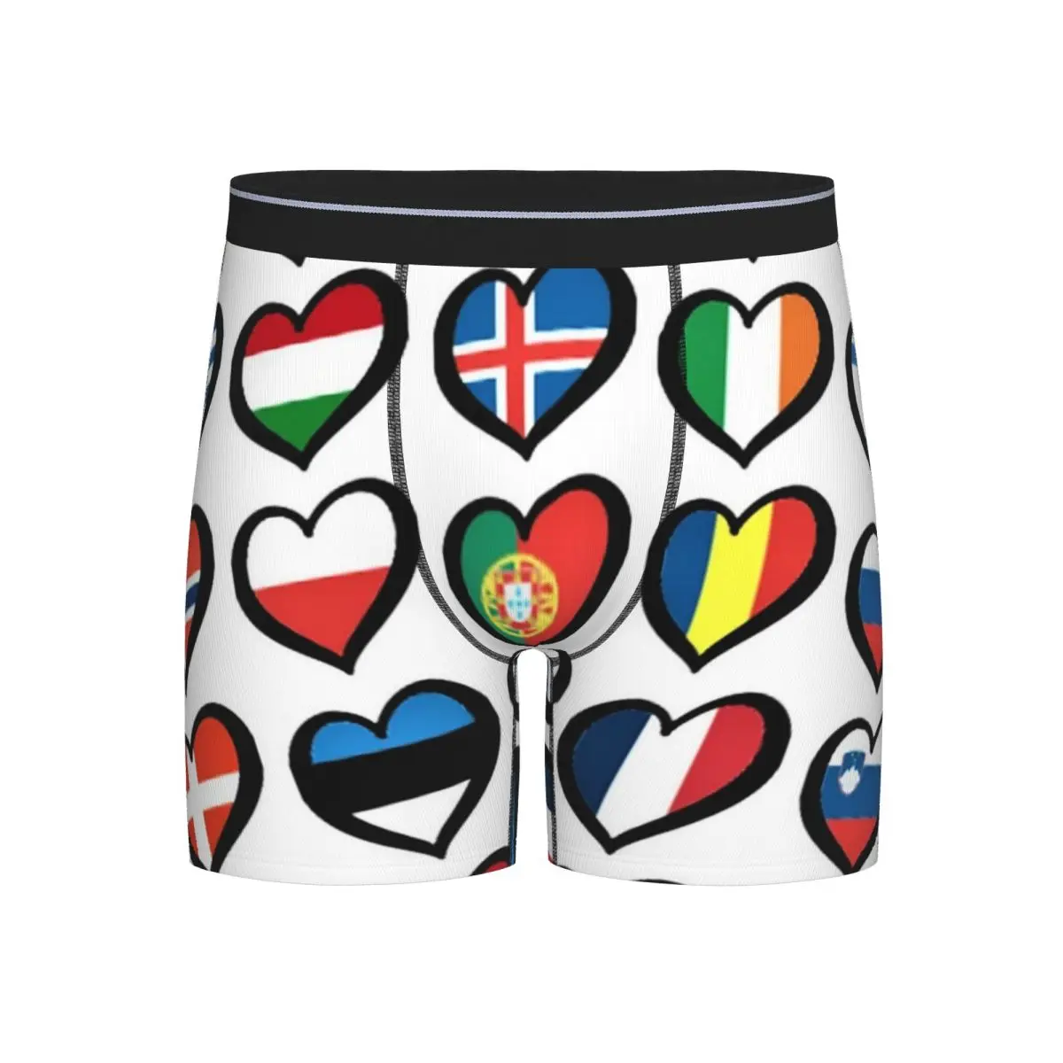 

Длинные трусы-боксеры, шорты, конкурс Евровидения, флаги с сердечками, мужские дышащие трусы для Homme, мужские подарки бойфренду